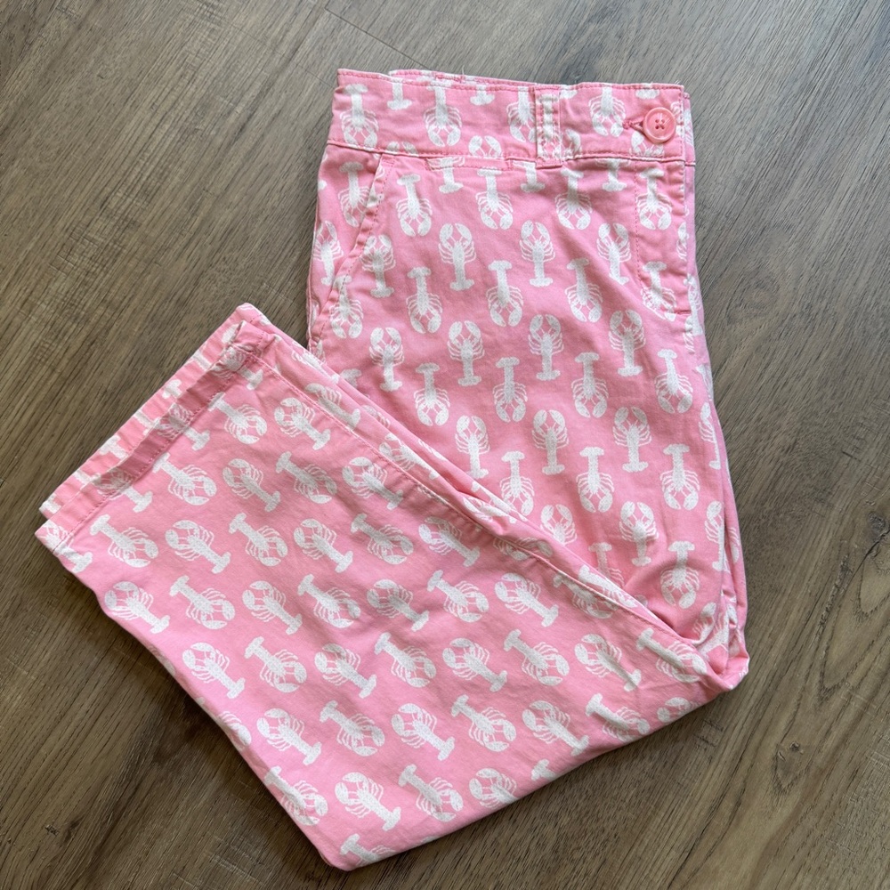 Crown & Ivy Pink Lobster Print Pants - Size 10 Petite - Picture 3 of 10